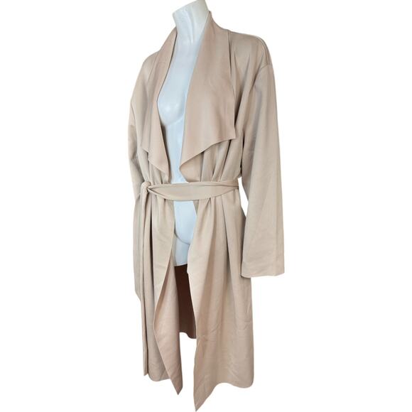 Girl with Curves Draped Scuba Jacket Beige Large NWT Long Sleeve Maxi Belted - Picture 3 of 12
